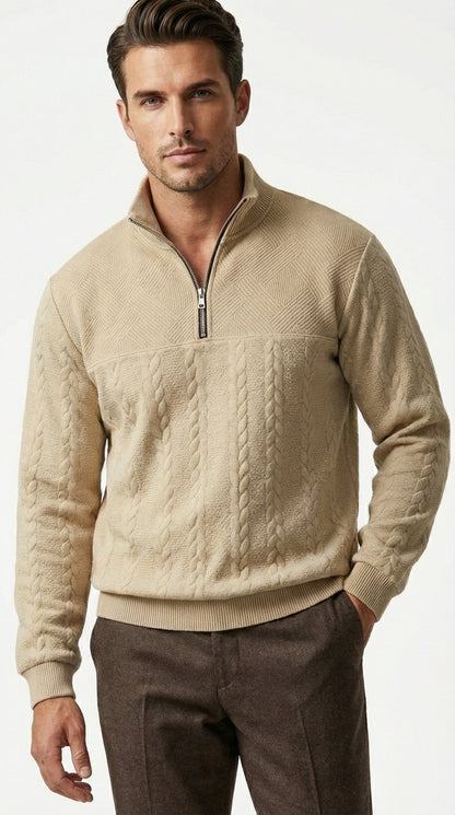 HANK - Sudadera elegante estilo quarter‑zip