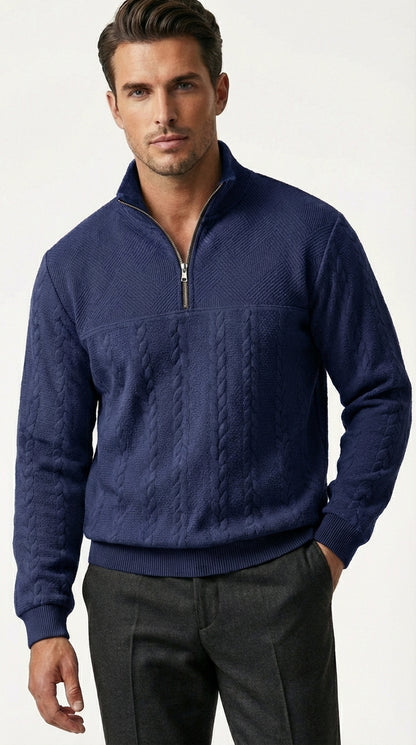 HANK - Sudadera elegante estilo quarter‑zip