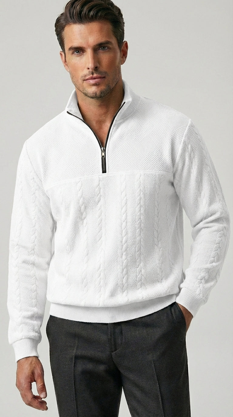 HANK - Sudadera elegante estilo quarter‑zip