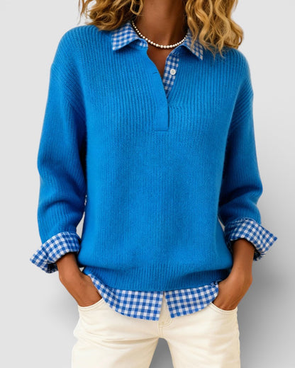 Alicia™ | Jersey de punto con detalle de cuadros