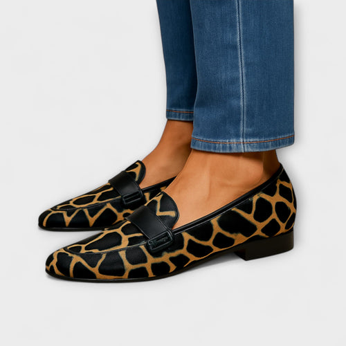 Wale Mocasines con Estampado de Leopardo y Correa Decorativa